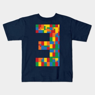 3rd Third Birthday Building Blocks Kids T-Shirt